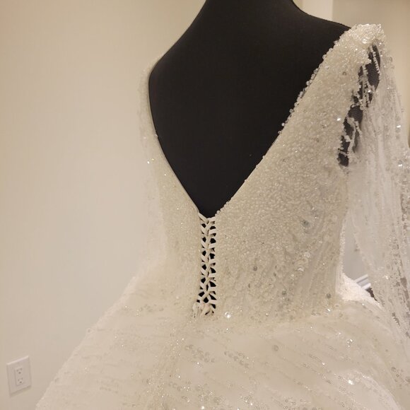 Sparkling White Wedding Dress Gown with Sequin and Beaded Embellishments - Picture 10 of 16